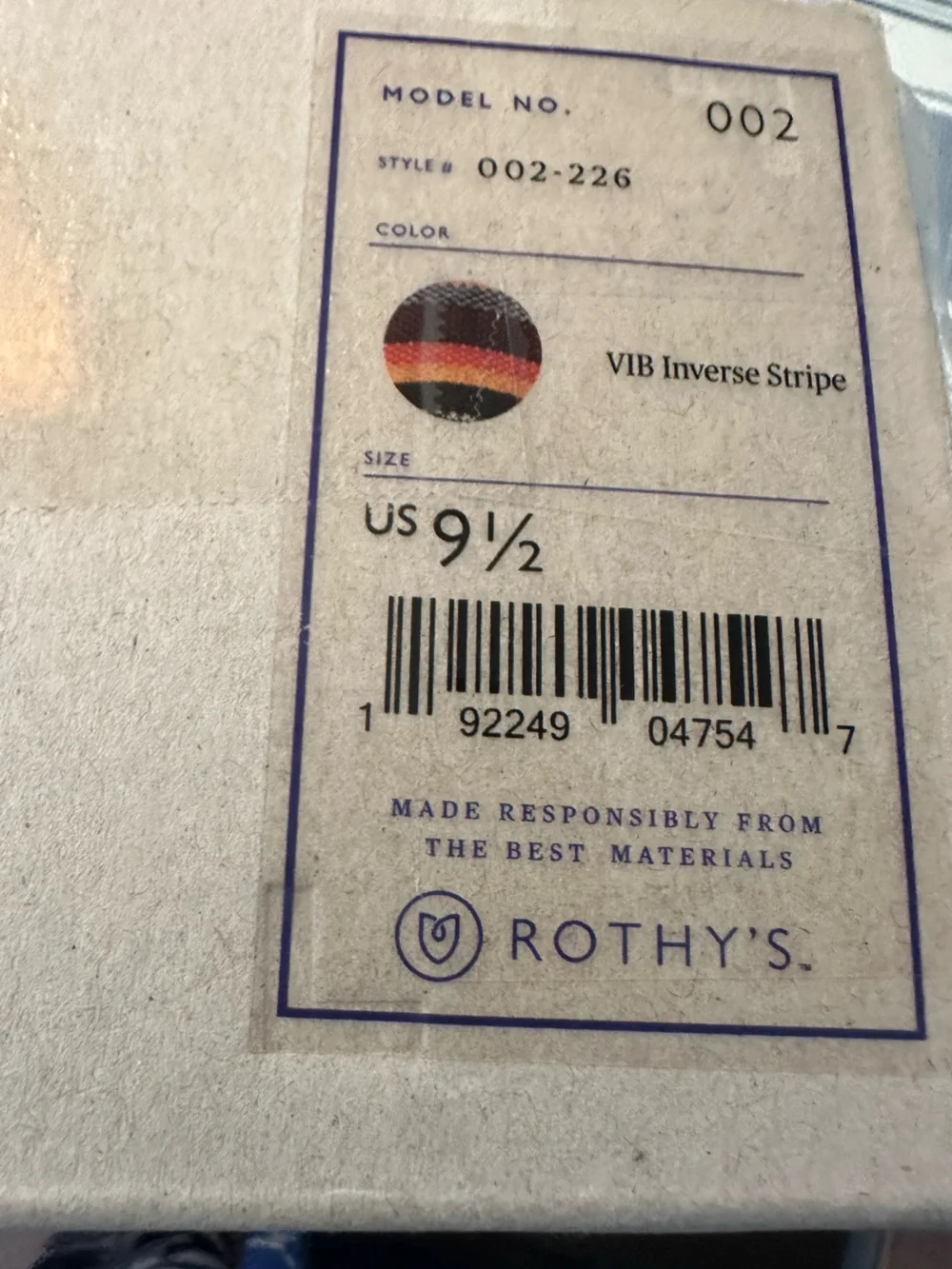 Rothy’s VIB Inverse Stripe Points Knit Stripe Flats Size 9.5
